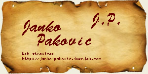 Janko Paković vizit kartica